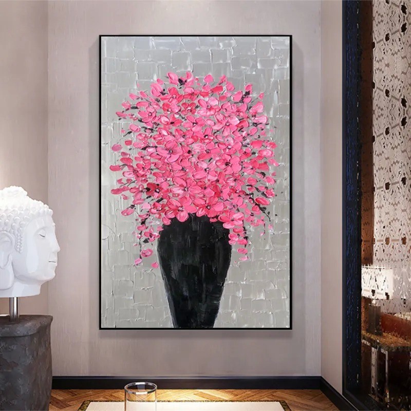 Abstract Knife Painting on Canvas Hand Painted Flower Oil Painting for Home Decoration